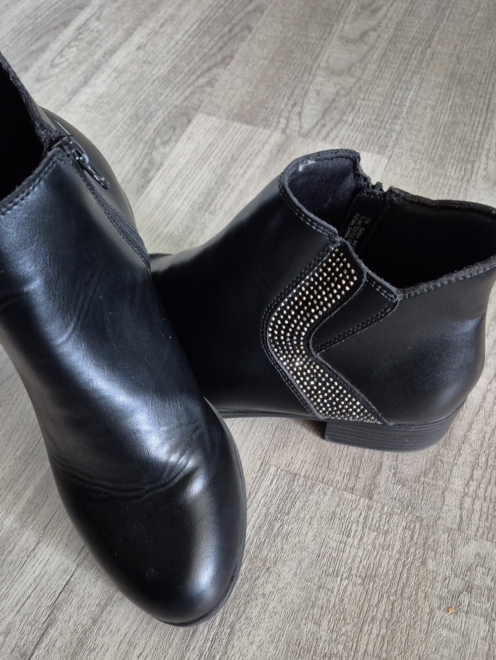 Black Womens Ankle Boots with Studded Side Detail